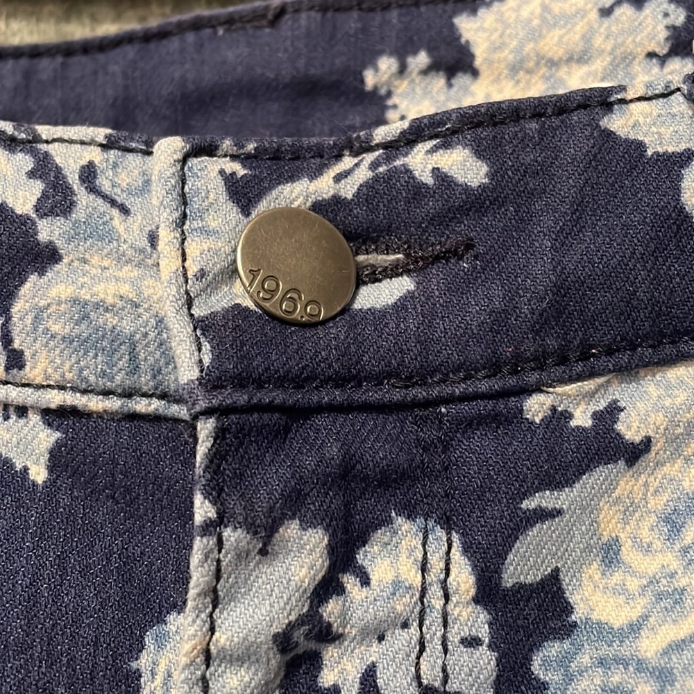 GAP 1969 Always Skinny Jeans -Blue Floral, mid, rise women 28/ 6R - Picture 6 of 7